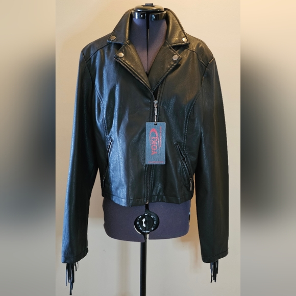 Yoki Jackets & Blazers - Vegan Leather Fringe Biker Jacket